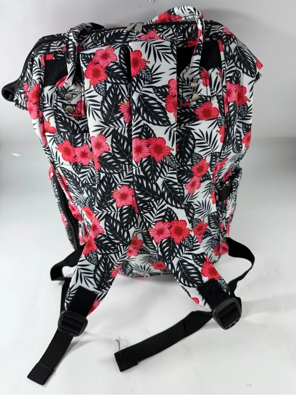 Tropical Floral Hibiscus Makeup Artist Backpack Travel Organizer USB